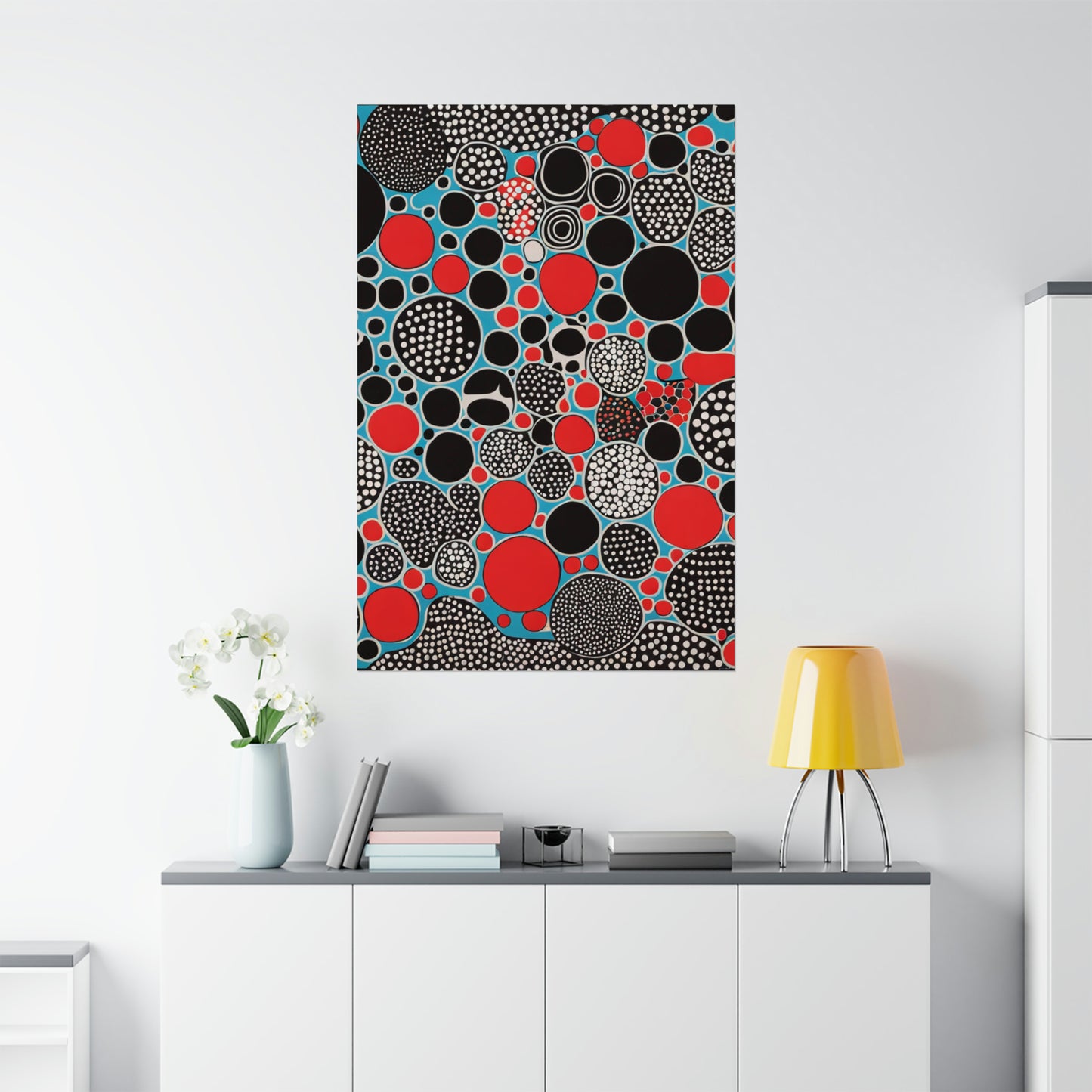 "Justice Poster Print by Yayoi Kusama - Bold and Eye-Catching Artwork" by PenPencilArt