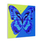 "Andy Warhol-Inspired Blue Butterfly Canvas Print" by PenPencilArt