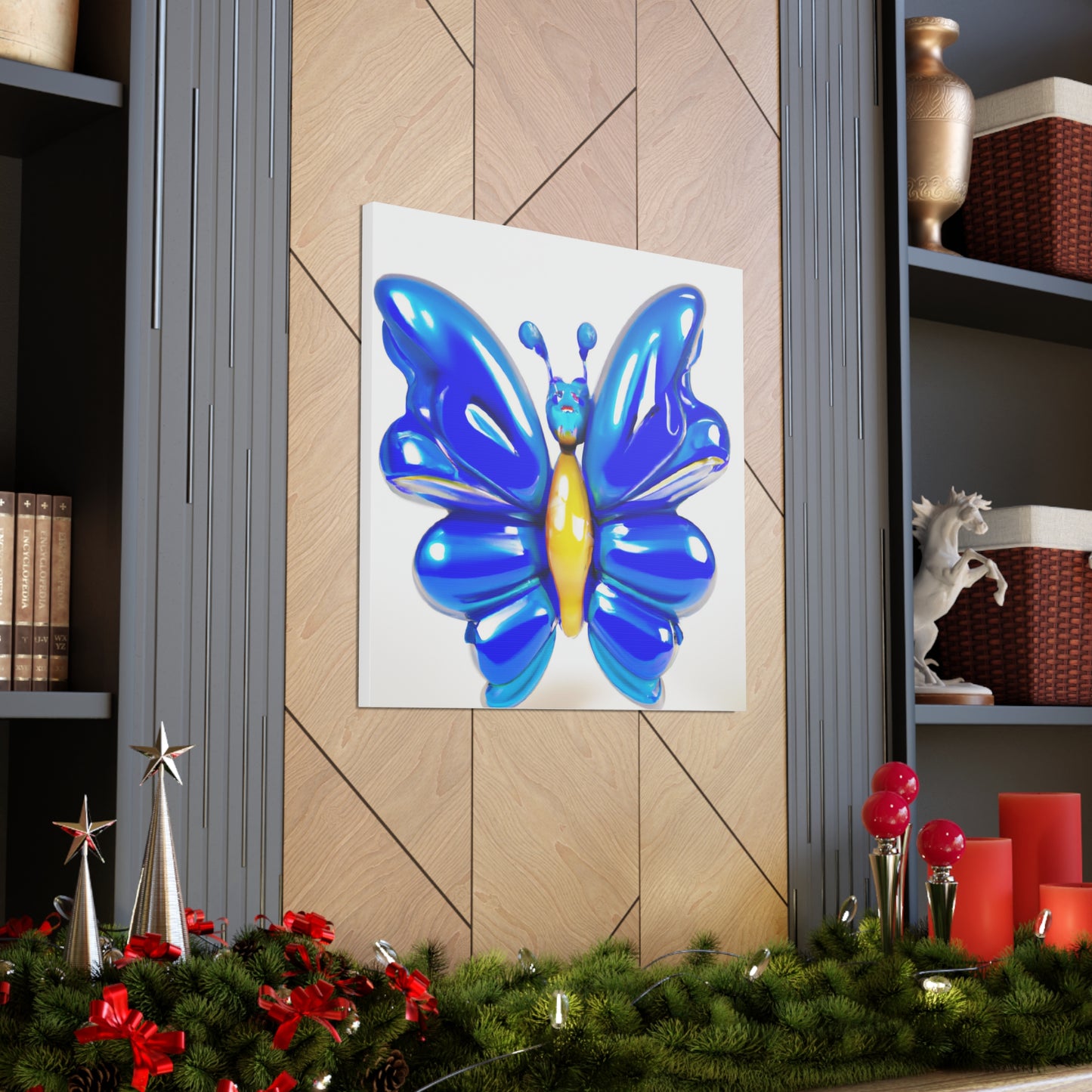 "Jeff Koons-Inspired Blue Butterfly Canvas Prints" by PenPencilArt