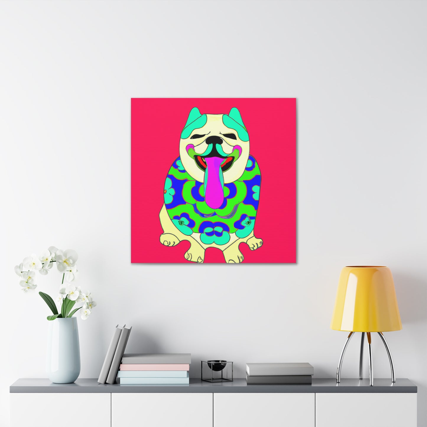 "Takashi Murakami-Inspired Canvas Print Of A Happy Dog" by PenPencilArt