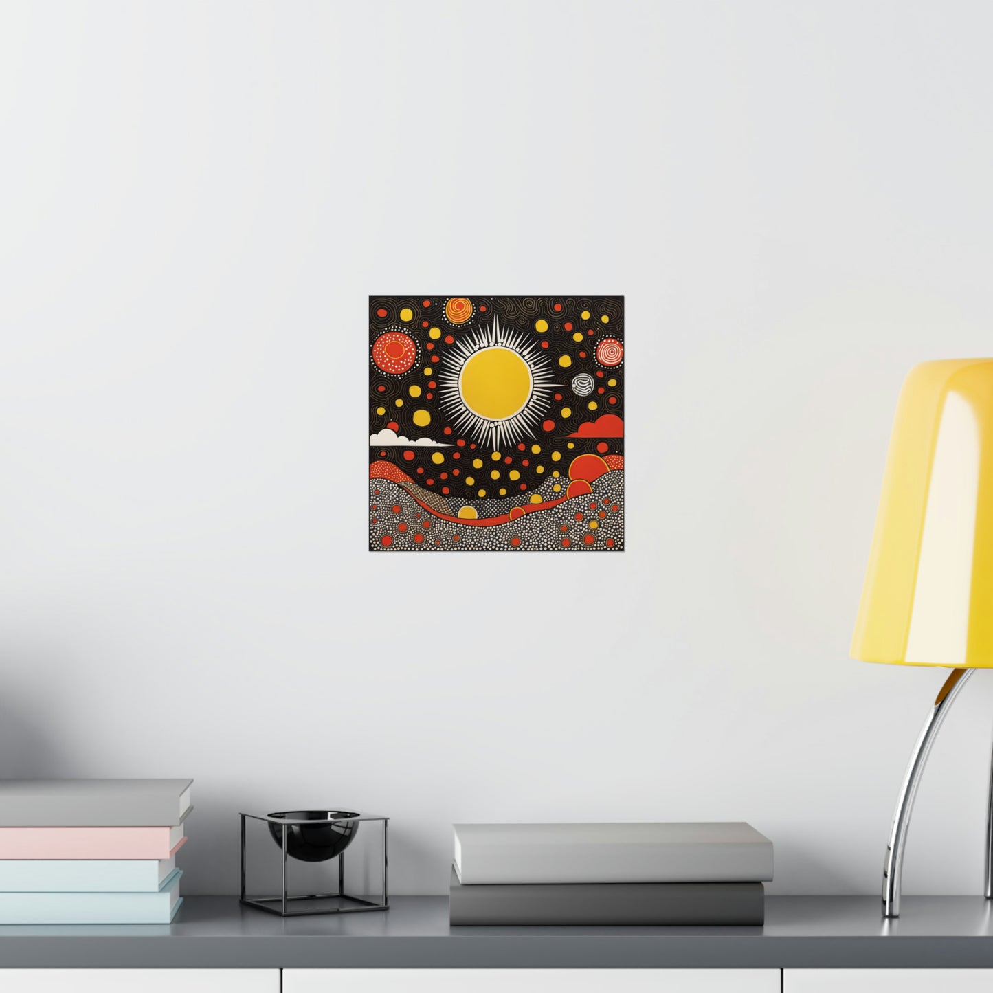 "Yayoi Kusama Inspired Sun Poster Print" by PenPencilArt