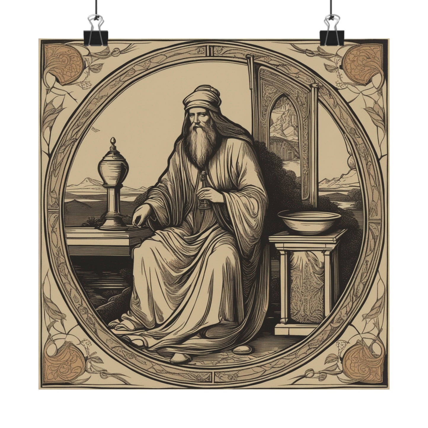 "Stylish Poster Print of The Hermit Inspired by Leonardo da Vinci" by PenPencilArt