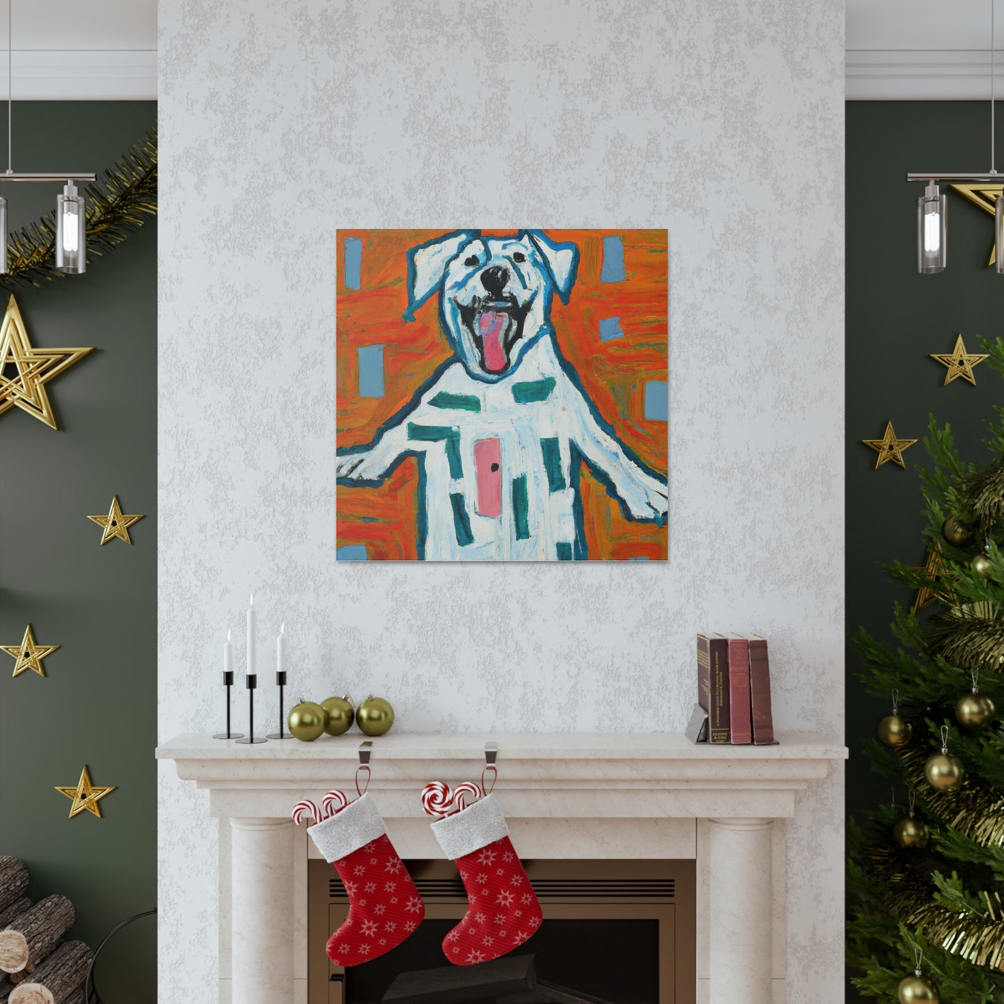 "Canvas Print of 'Happy Dog' Inspired by Jasper Johns Art" by PenPencilArt