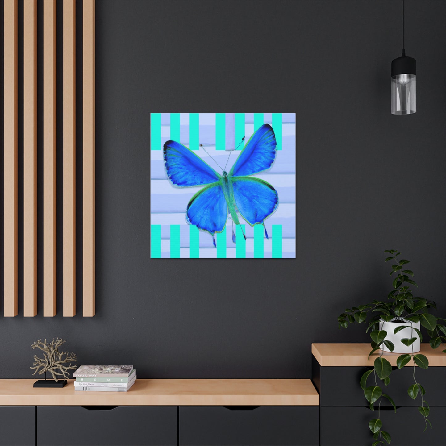 "David Hockney Inspired Blue Butterfly Canvas Print" by PenPencilArt