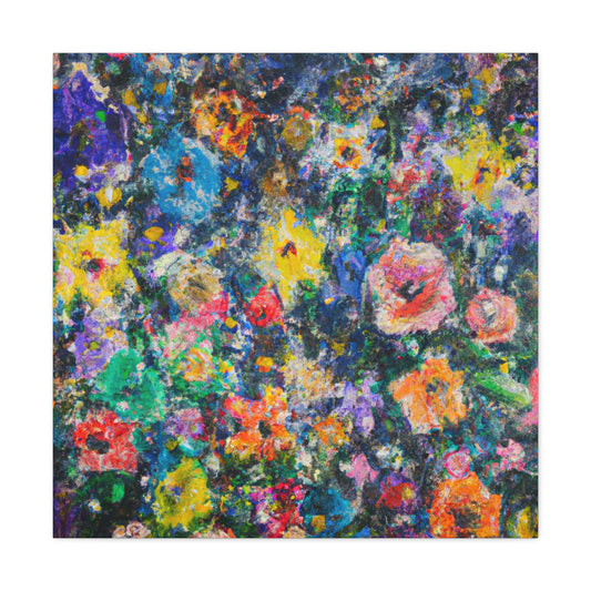 "Flowers in a Style Inspired by Jackson Pollock - Canvas Prints" by PenPencilArt