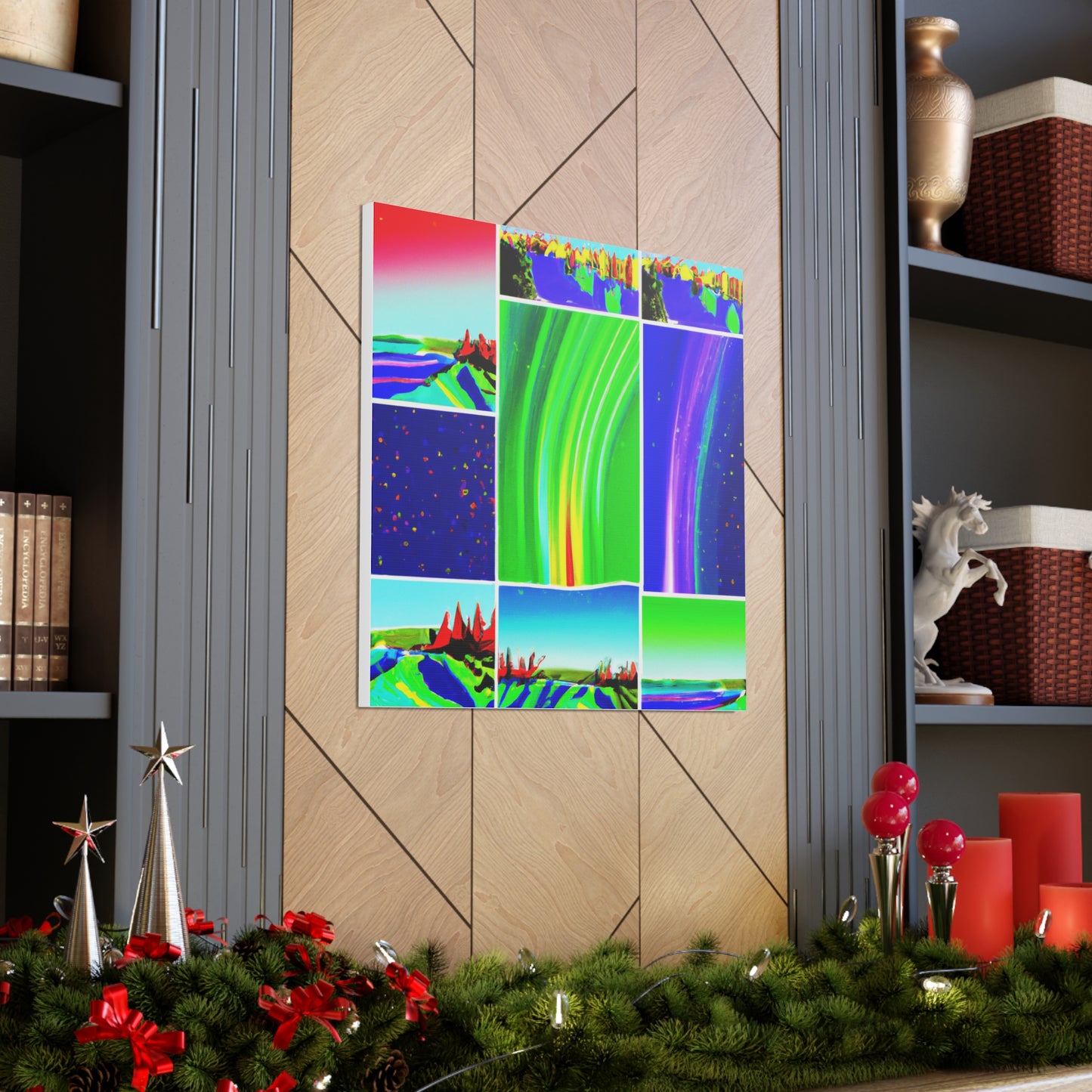 "Aurora Borealis Canvas Print - David Hockney Inspired Style" by PenPencilArt