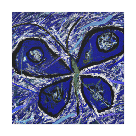 "Jackson Pollock-Inspired Blue Butterfly Canvas Print" by PenPencilArt