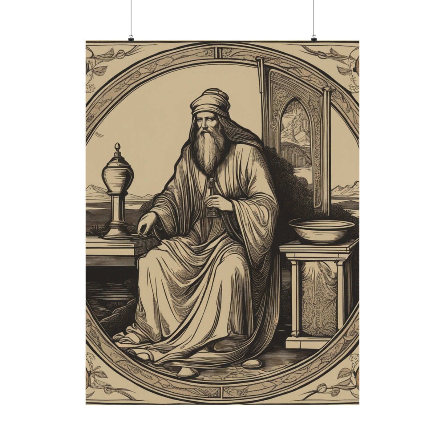 "Stylish Poster Print of The Hermit Inspired by Leonardo da Vinci" by PenPencilArt