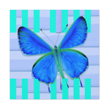 "David Hockney Inspired Blue Butterfly Canvas Print" by PenPencilArt