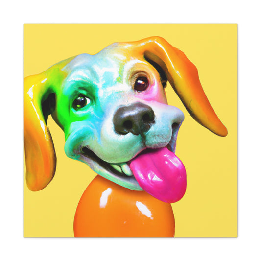 "A Cheerful Dog Canvas Print Influenced by Jeff Koons" by PenPencilArt