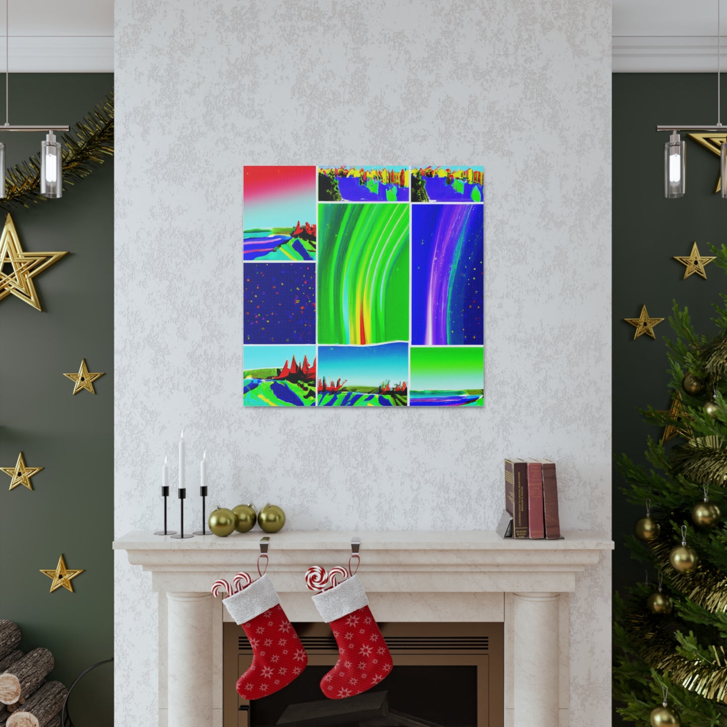 "Aurora Borealis Canvas Print - David Hockney Inspired Style" by PenPencilArt