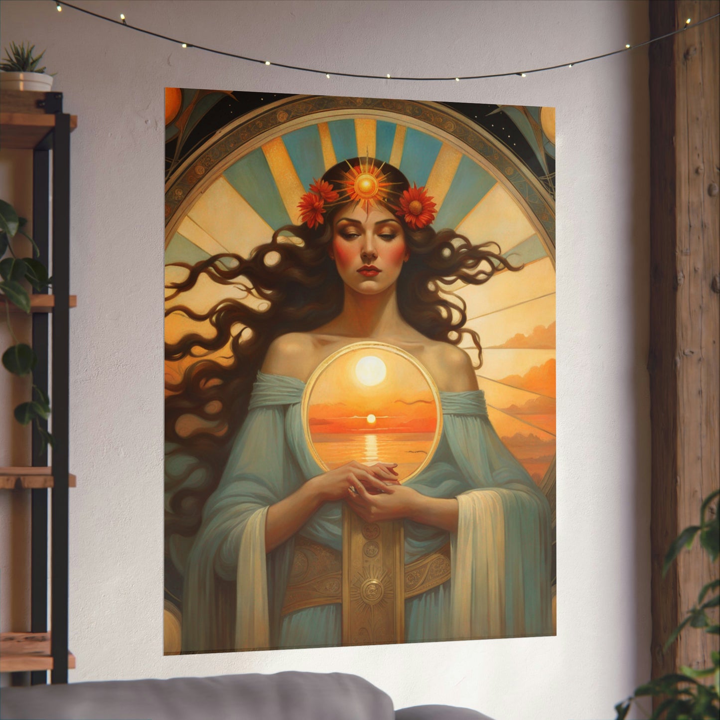 "Fine Art Poster Prints Inspired by Tom Bagshaw, Lawrence Alma-Tadema, and Alphonse Mucha's Portrayal of the Sun" by PenPencilArt