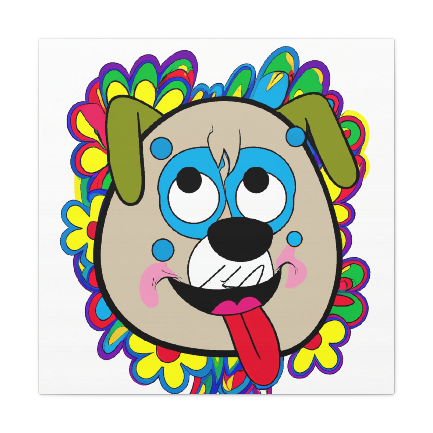 "Takashi Murakami-Inspired Happy Dog Canvas Print" by PenPencilArt