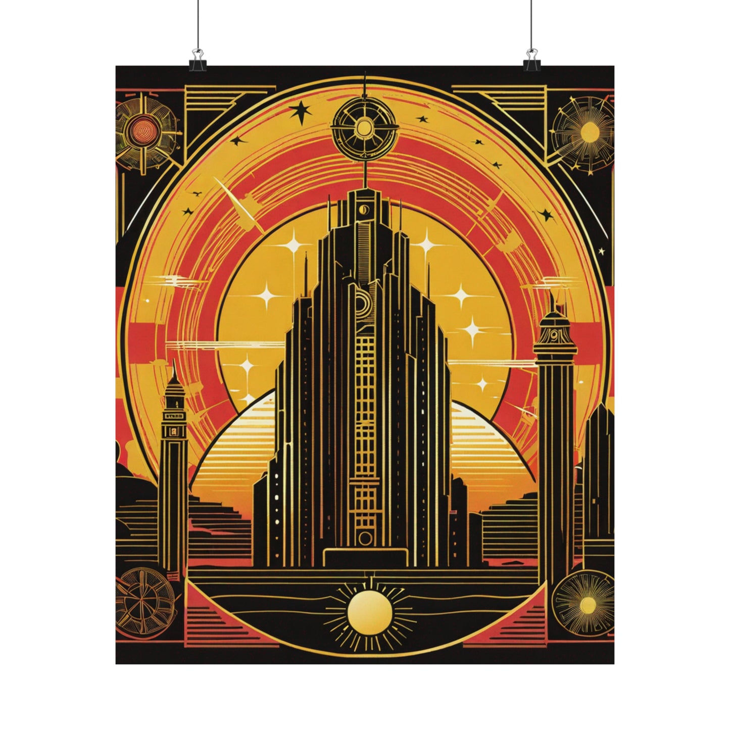 "Neo-Figurative Cyberpunk-Inspired Poster Print of the Sun" by PenPencilArt