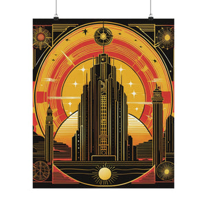 "Neo-Figurative Cyberpunk-Inspired Poster Print of the Sun" by PenPencilArt