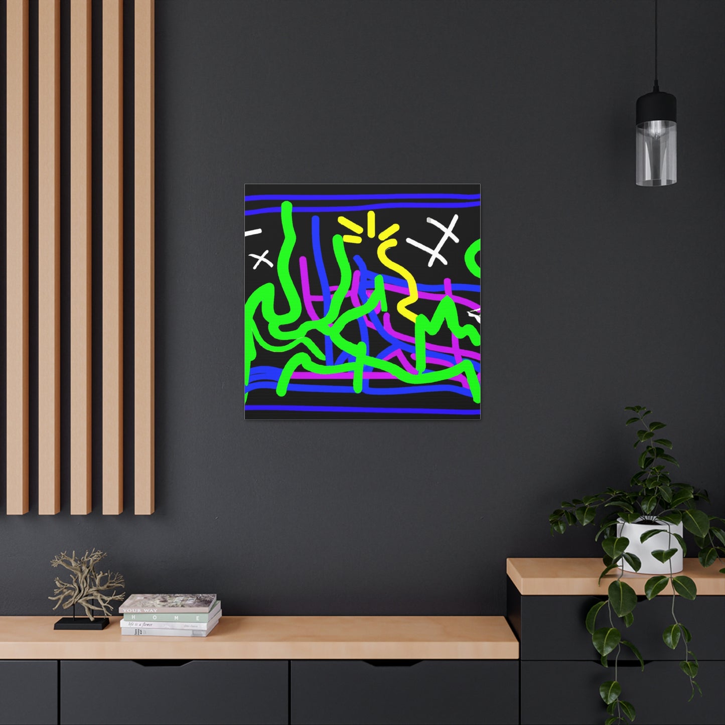 "Keith Haring Inspired Aurora Borealis Canvas Prints" by PenPencilArt