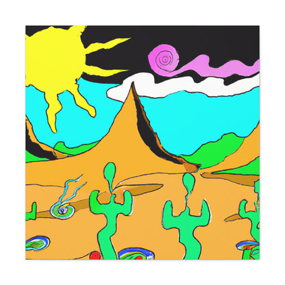 "Desert Landscape Print in Peter Max-Inspired Style| Shop Canvas Prints Now!" by PenPencilArt