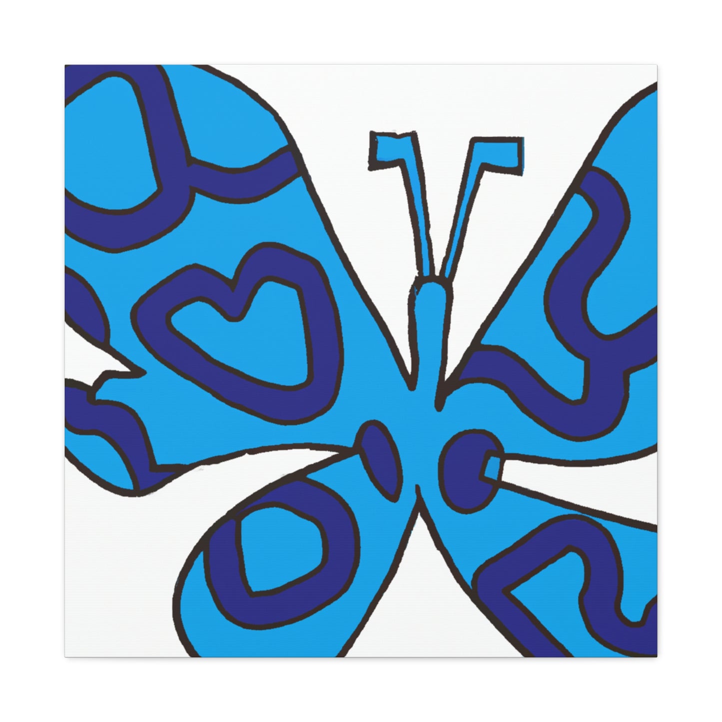 "Keith Haring-Inspired Blue Butterfly Canvas Print" by PenPencilArt