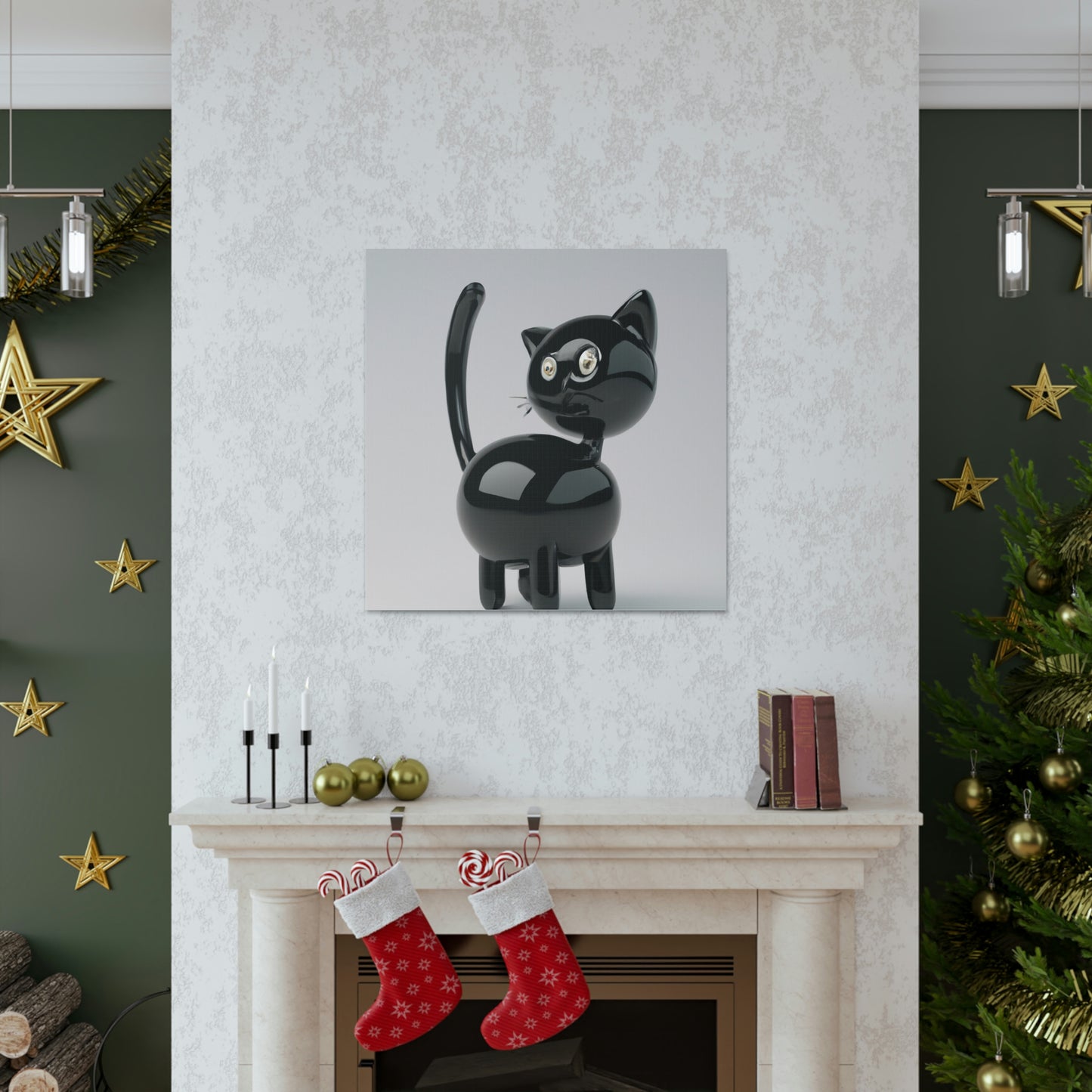 "Jeff Koons-Style Black Cat Canvas Print" by PenPencilArt