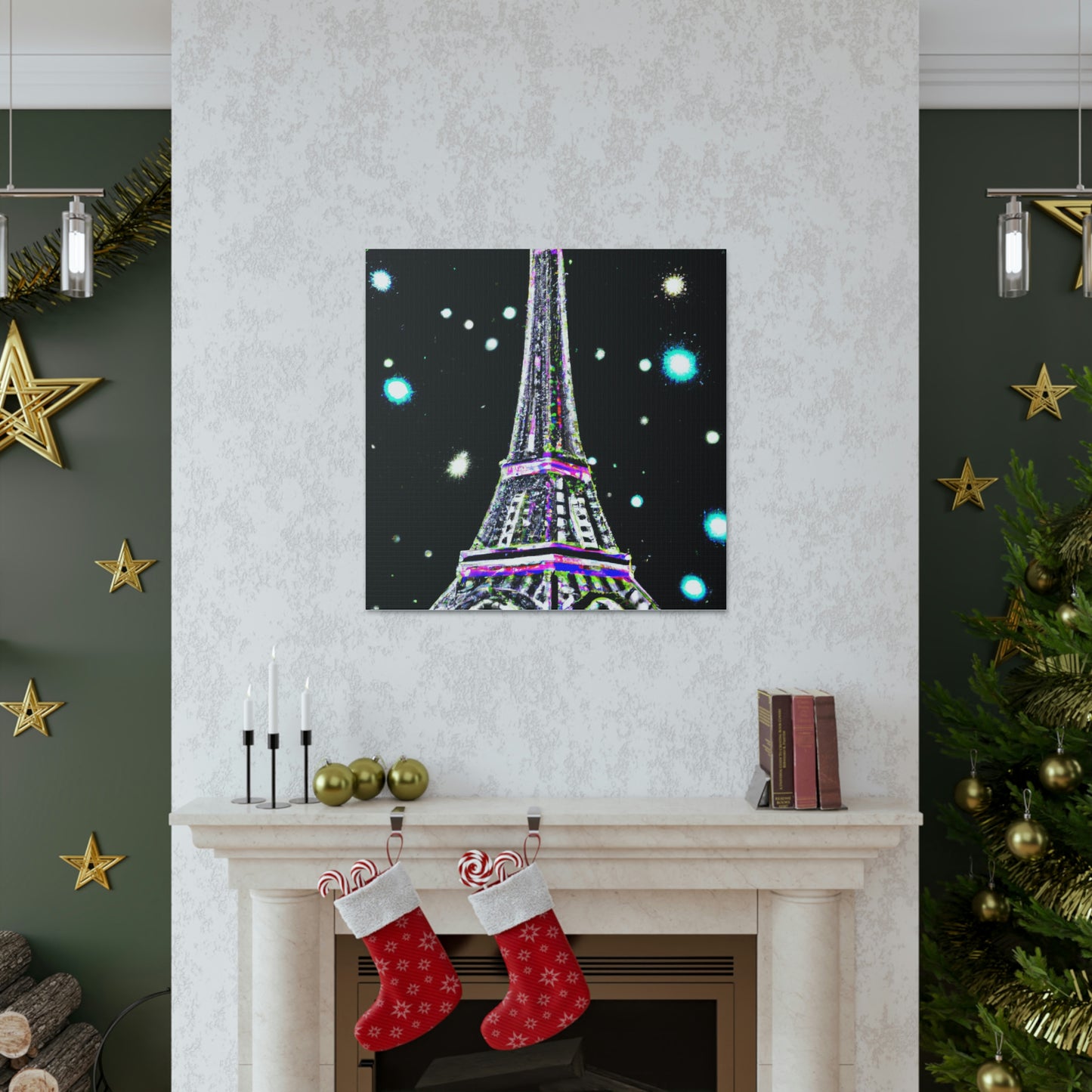 "Hariton Pushwagner-Inspired Sparkling Eiffel Tower Canvas Print" by PenPencilArt