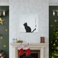 "Banksy-Inspired Wall Canvas Print Featuring A Black Cat" by PenPencilArt