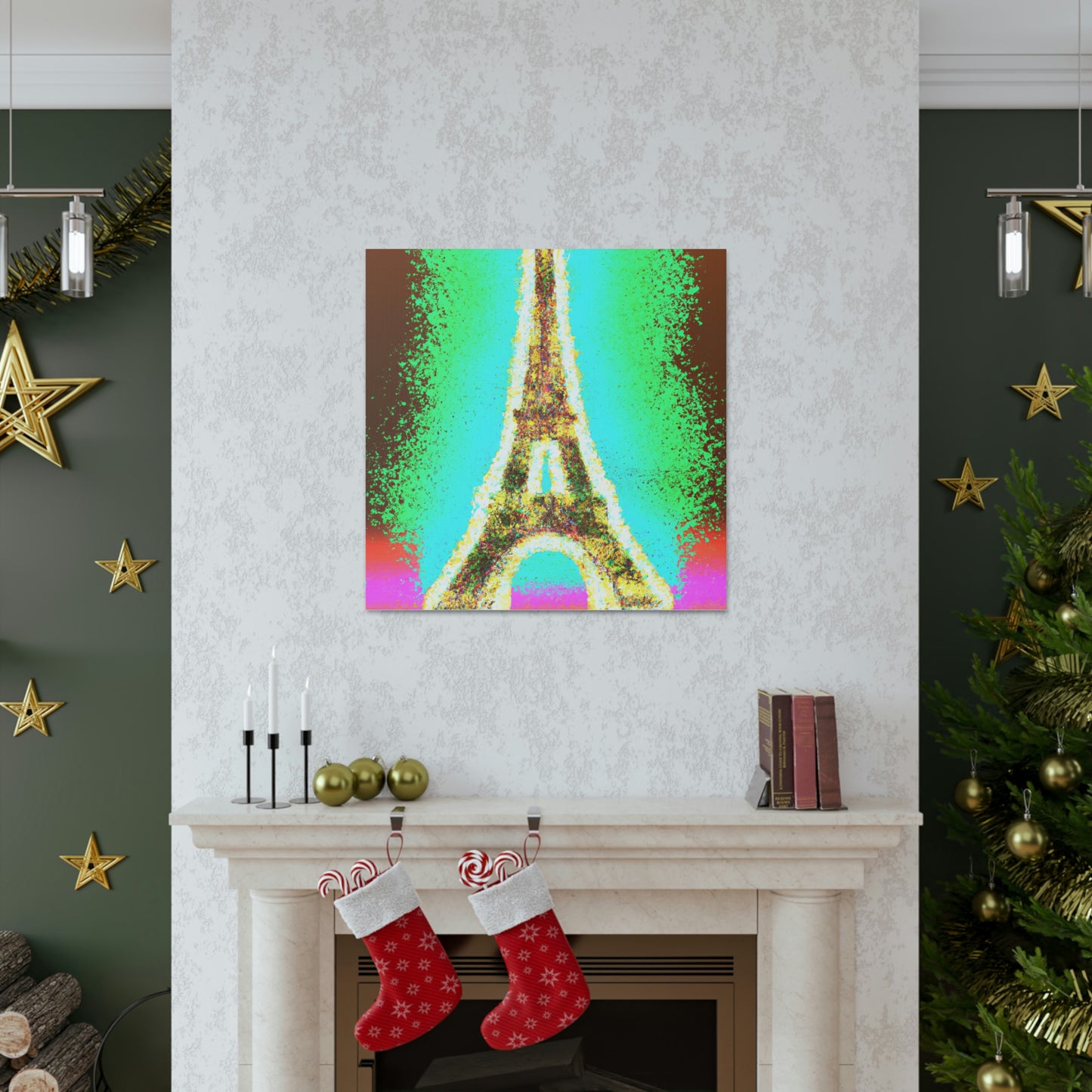 "Sparkling Eiffel Tower Canvas Print Inspired by Helen Frankenthaler" by PenPencilArt