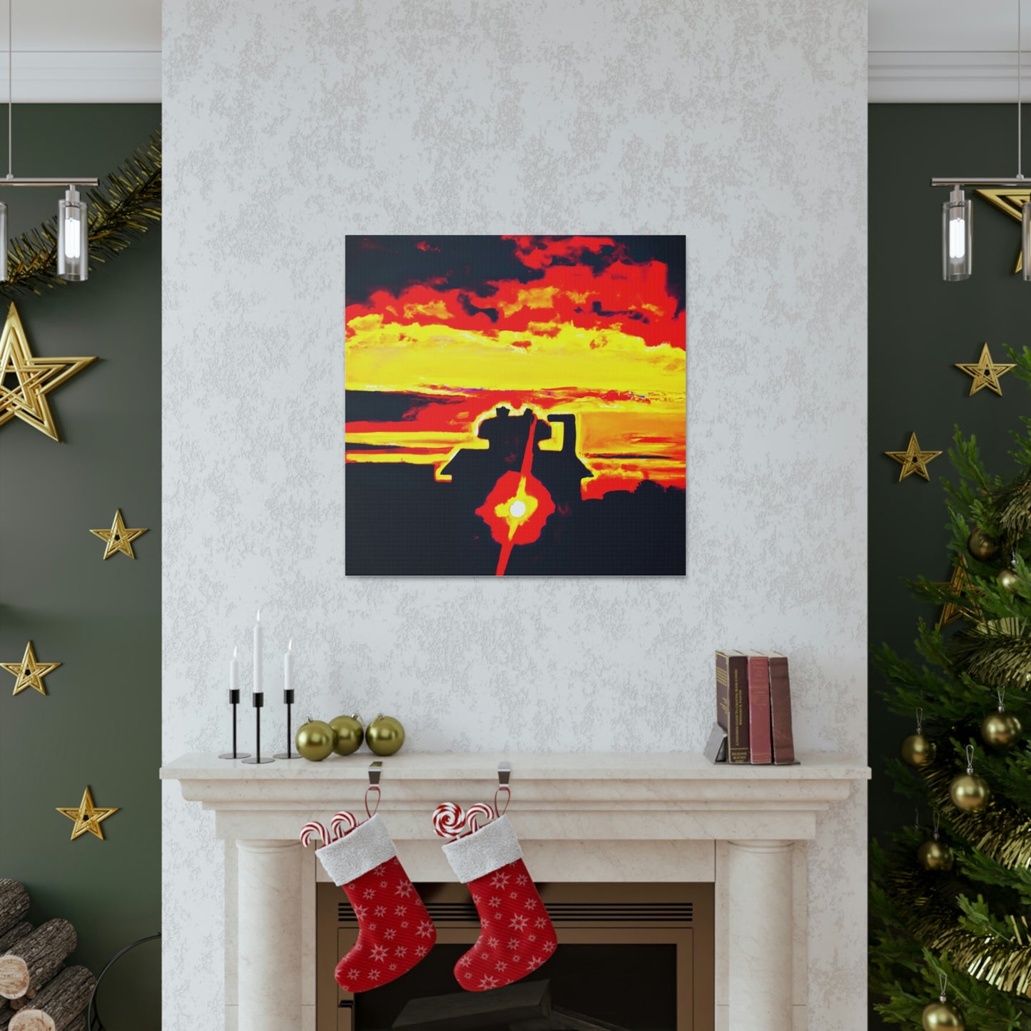 "Banksy-Style Sunrise Canvas Print" by PenPencilArt