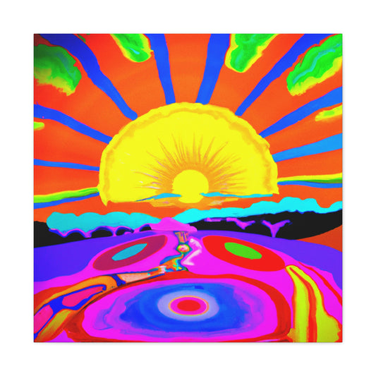 "Peter Max-Inspired Sunrise Canvas Print" by PenPencilArt