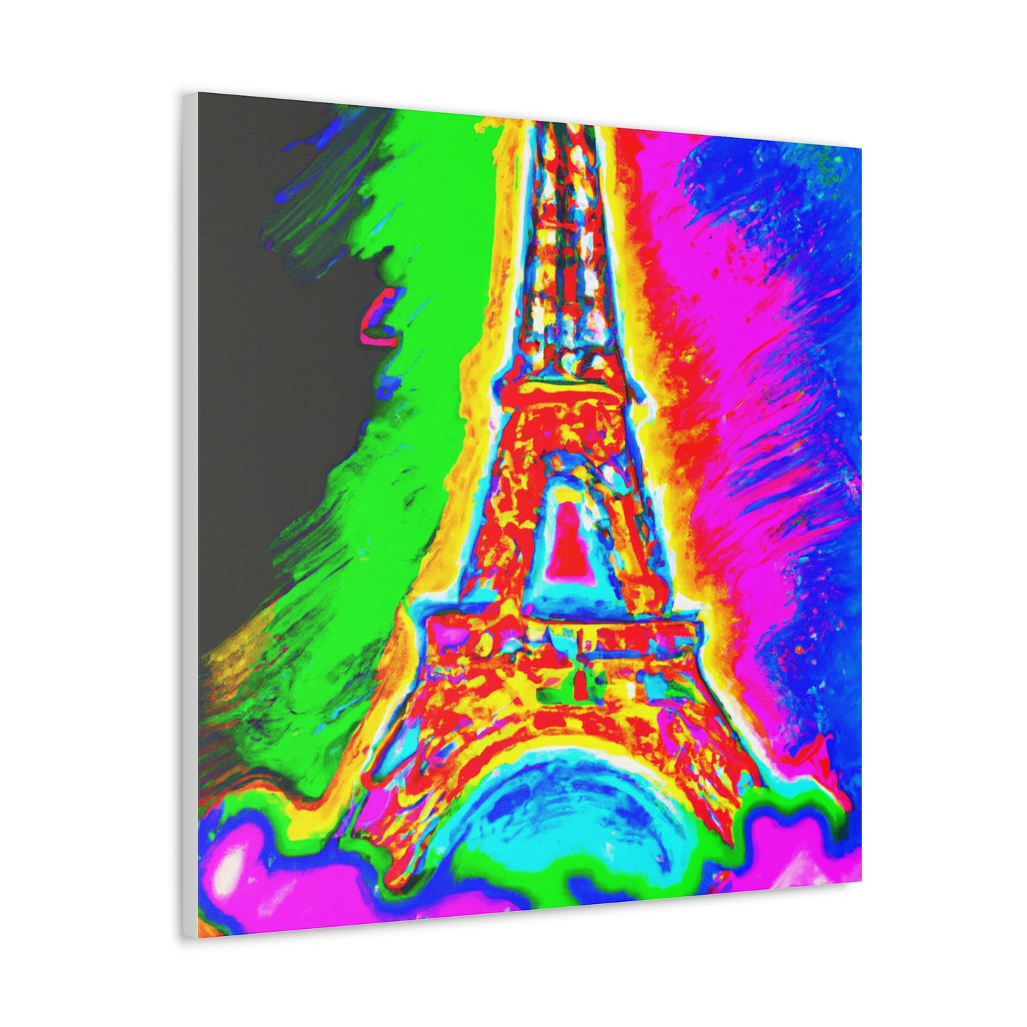 "Peter Max-Inspired Canvas Print of Sparkling Eiffel Tower" by PenPencilArt