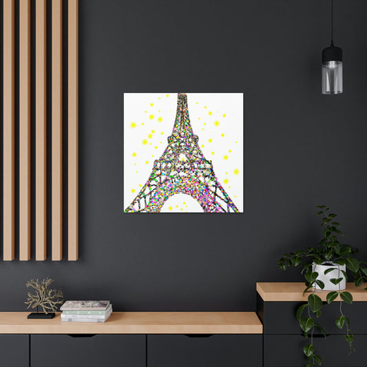 "Sparkling Eiffel Tower Canvas Print - Takashi Murakami Inspired" by PenPencilArt