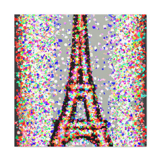 "Sparkling Eiffel Tower Canvas Print in Jasper Johns-Inspired Style" by PenPencilArt