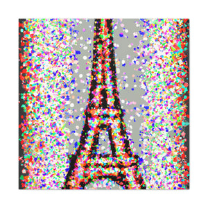 "Sparkling Eiffel Tower Canvas Print in Jasper Johns-Inspired Style" by PenPencilArt