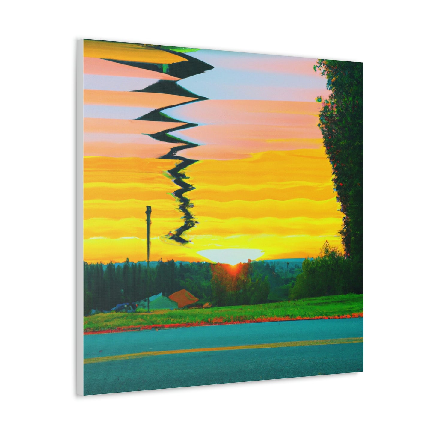 "David Hockney-Inspired Sunrise Canvas Print" by PenPencilArt