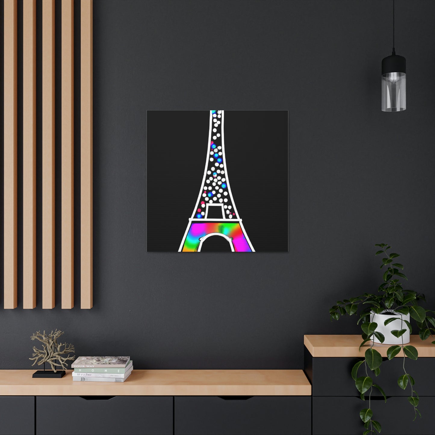 "Sparkling Eiffel Tower Canvas Print in Keith Haring–Inspired Style" by PenPencilArt