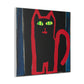 "Jasper Johns-Inspired Black Cat Canvas Print" by PenPencilArt