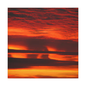 "Astonishing Red Yellow Sunrise Canvas Print Inspired by Georgia O'Keeffe" by PenPencilArt