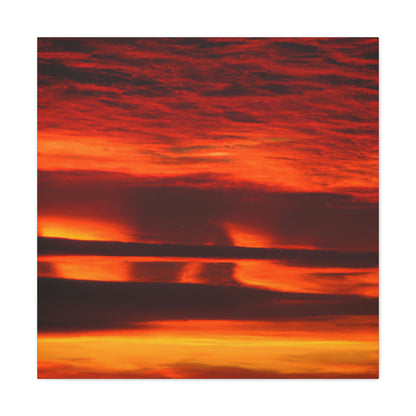 "Astonishing Red Yellow Sunrise Canvas Print Inspired by Georgia O'Keeffe" by PenPencilArt