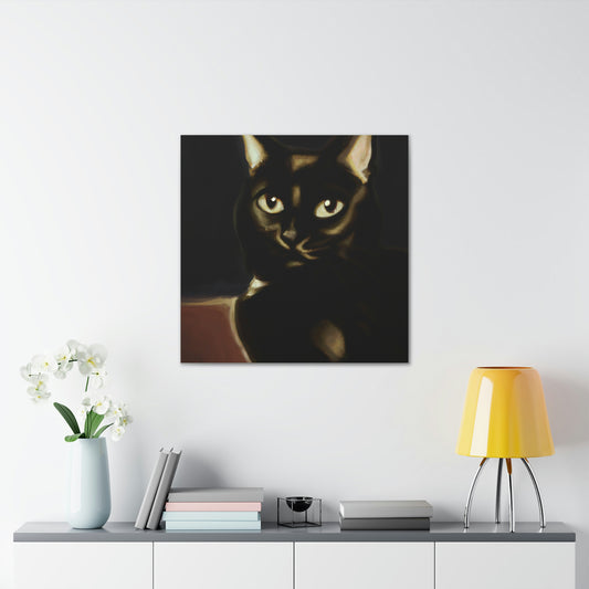 "Georgia O'Keeffe Inspired Black Cat Canvas Print" by PenPencilArt