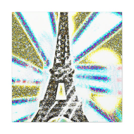 "Mimmo Rotella-Inspired Canvas Print of a Sparkling Eiffel Tower" by PenPencilArt