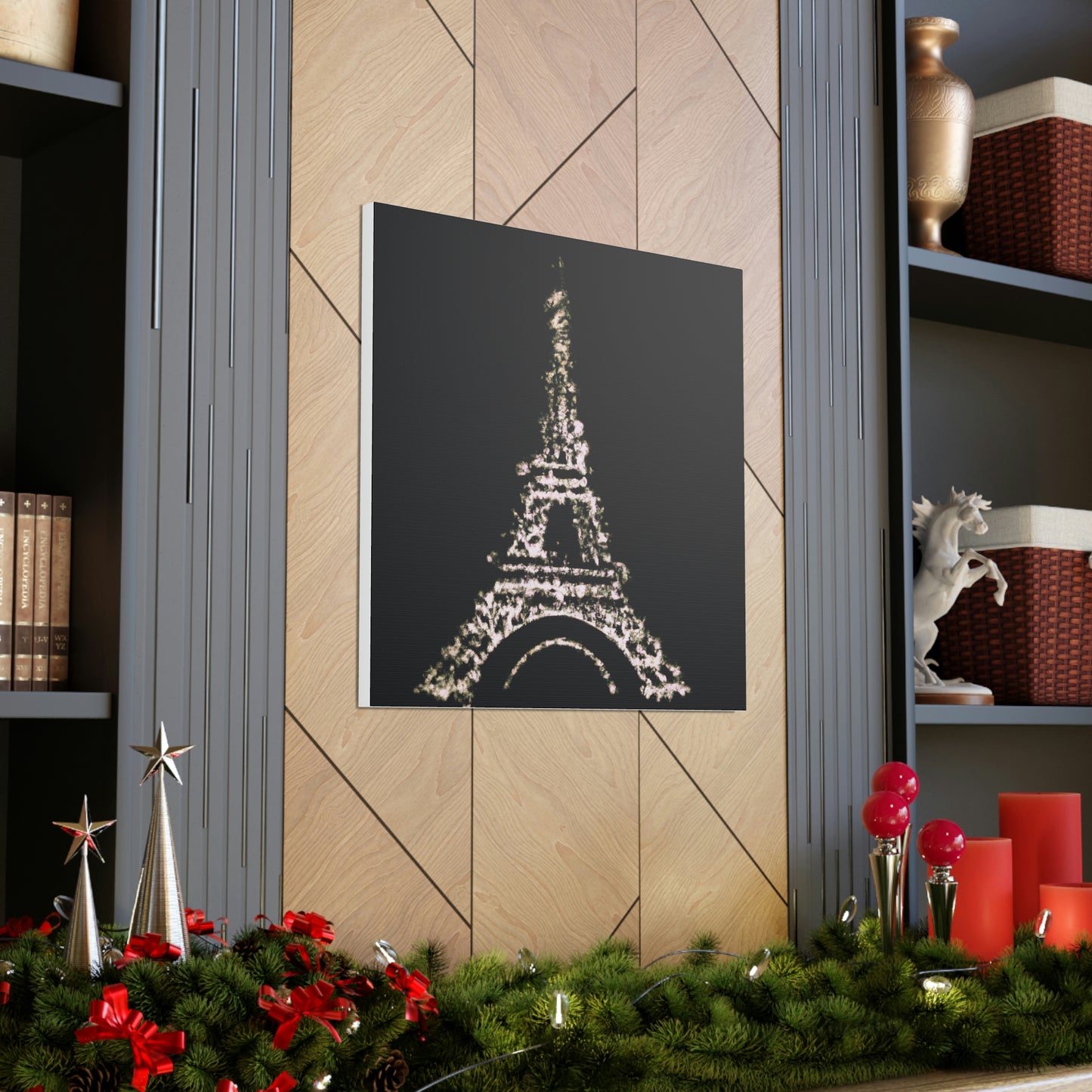 "Sparkling Eiffel Tower Canvas Print Inspired by Banksy" by PenPencilArt