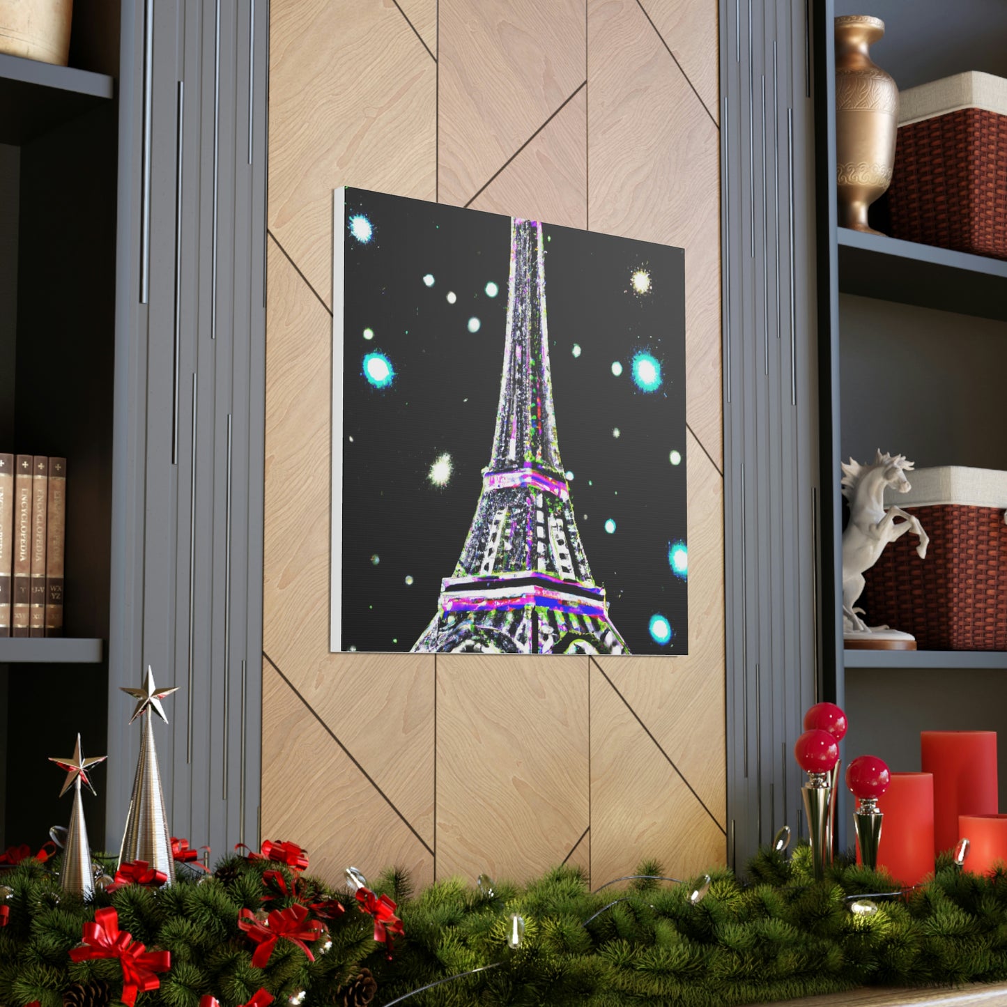 "Hariton Pushwagner-Inspired Sparkling Eiffel Tower Canvas Print" by PenPencilArt