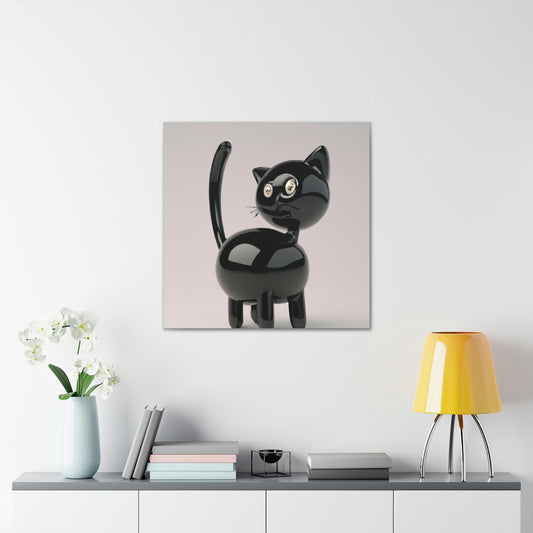"Jeff Koons-Style Black Cat Canvas Print" by PenPencilArt