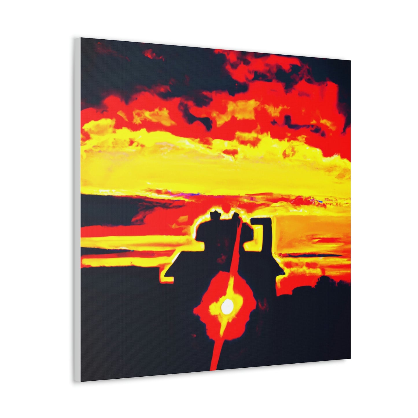 "Banksy-Style Sunrise Canvas Print" by PenPencilArt