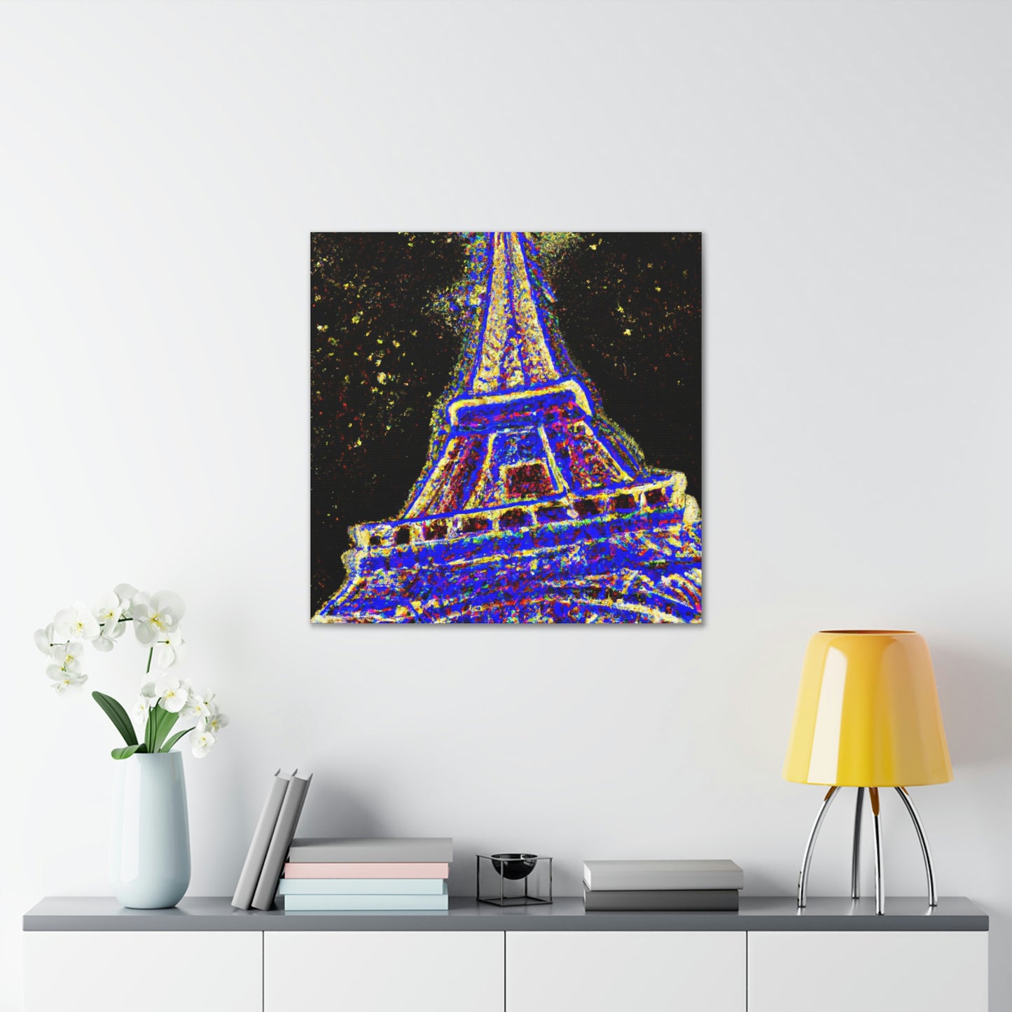 Jackson Pollock-Inspired Sparkle Eiffel Tower Canvas Print by PenPencilArt