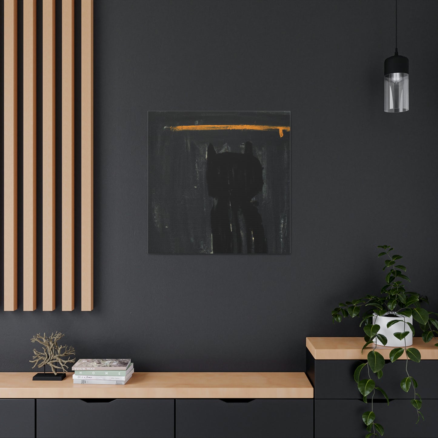 "Black Cat Wall Art in a Style Inspired by Clyfford Still" by PenPencilArt