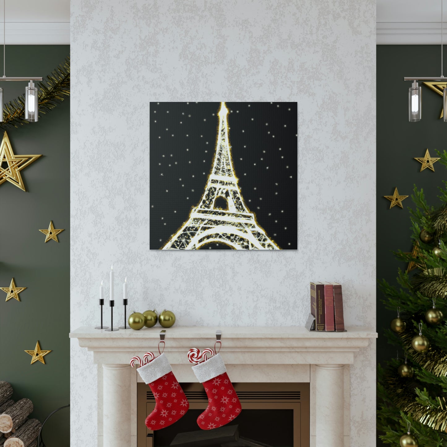 "James Gill Inspired Sparkling Eiffel Tower Canvas Print" by PenPencilArt