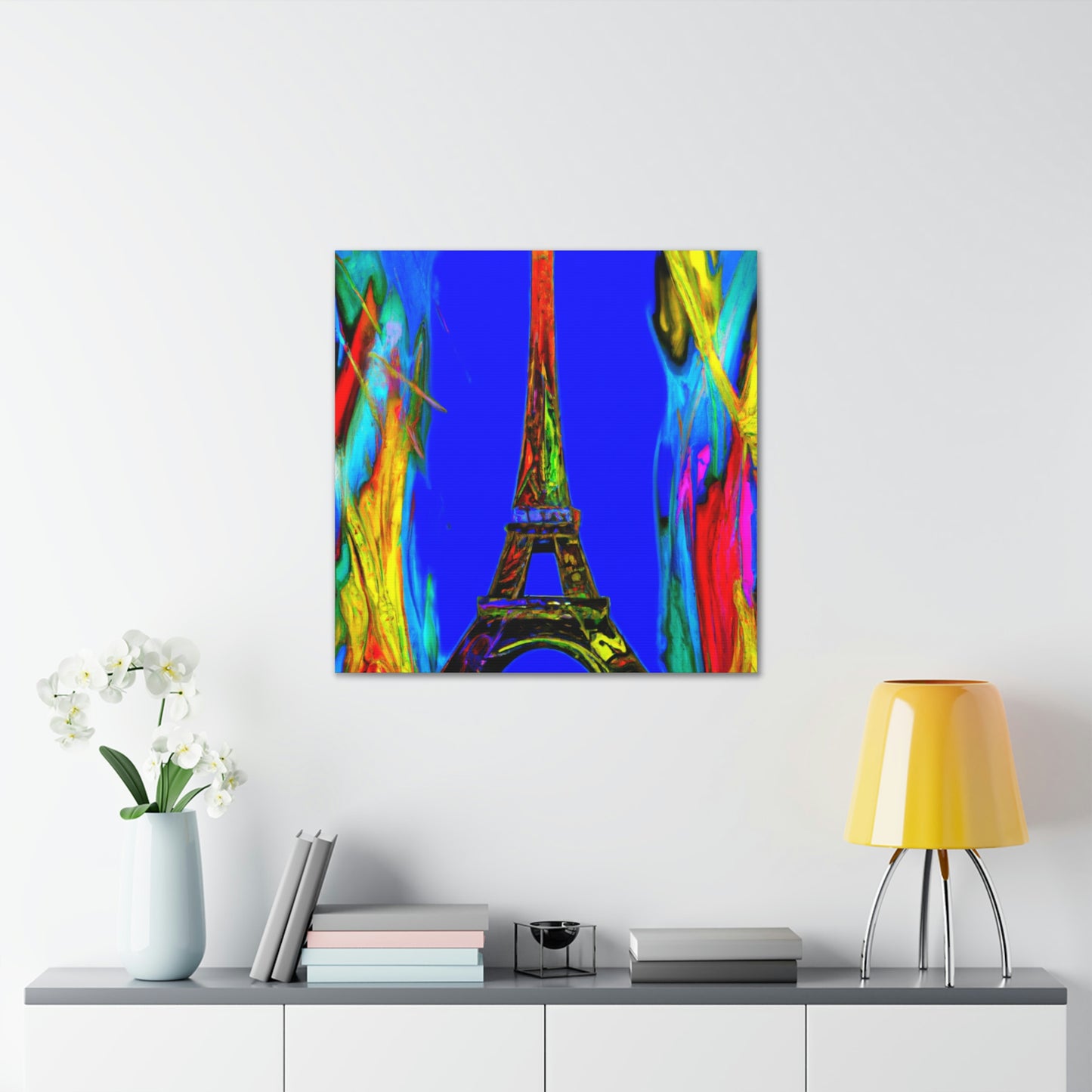 "Willem de Kooning Style Sparkling Eiffel Tower Canvas Print" by PenPencilArt