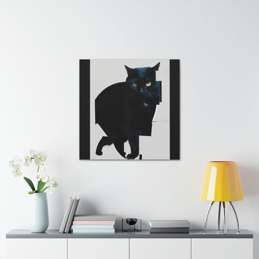 "Mimmo Rotella-Inspired Black Cat Canvas Print" by PenPencilArt