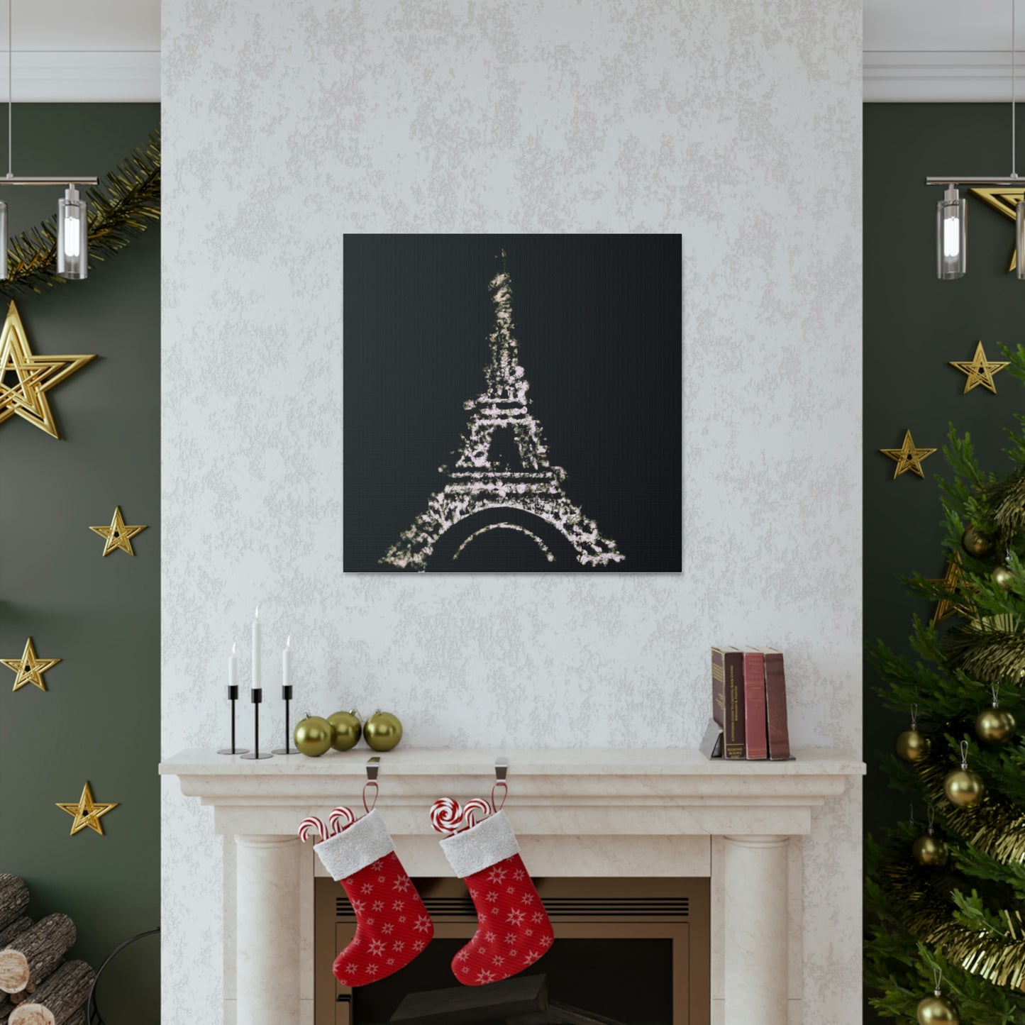 "Sparkling Eiffel Tower Canvas Print Inspired by Banksy" by PenPencilArt