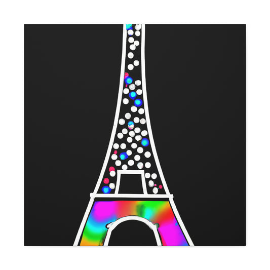 "Sparkling Eiffel Tower Canvas Print in Keith Haring–Inspired Style" by PenPencilArt
